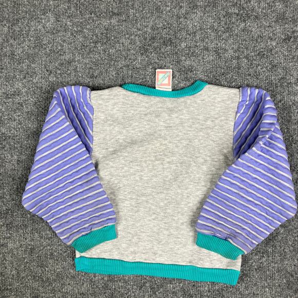 Hush Puppies Sweatshirt Kids 5 Gray Clown Parade Striped Sleeves Retro 80s - Picture 5 of 6